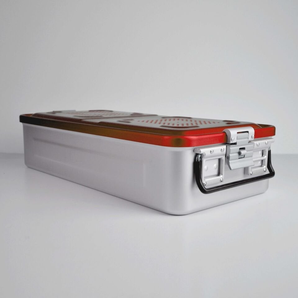 Tam boy Sterilizasyon Konteyner Kırmızı - 580X280X135