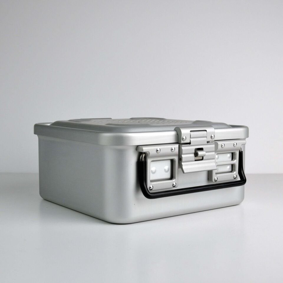 Yarım Boy Sterilizasyon Konteyner 285X280X135 - Gri