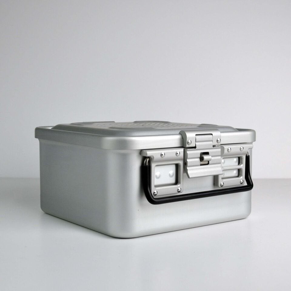 Yarım Boy Sterilizasyon Konteyner 285X280X150 - Gri