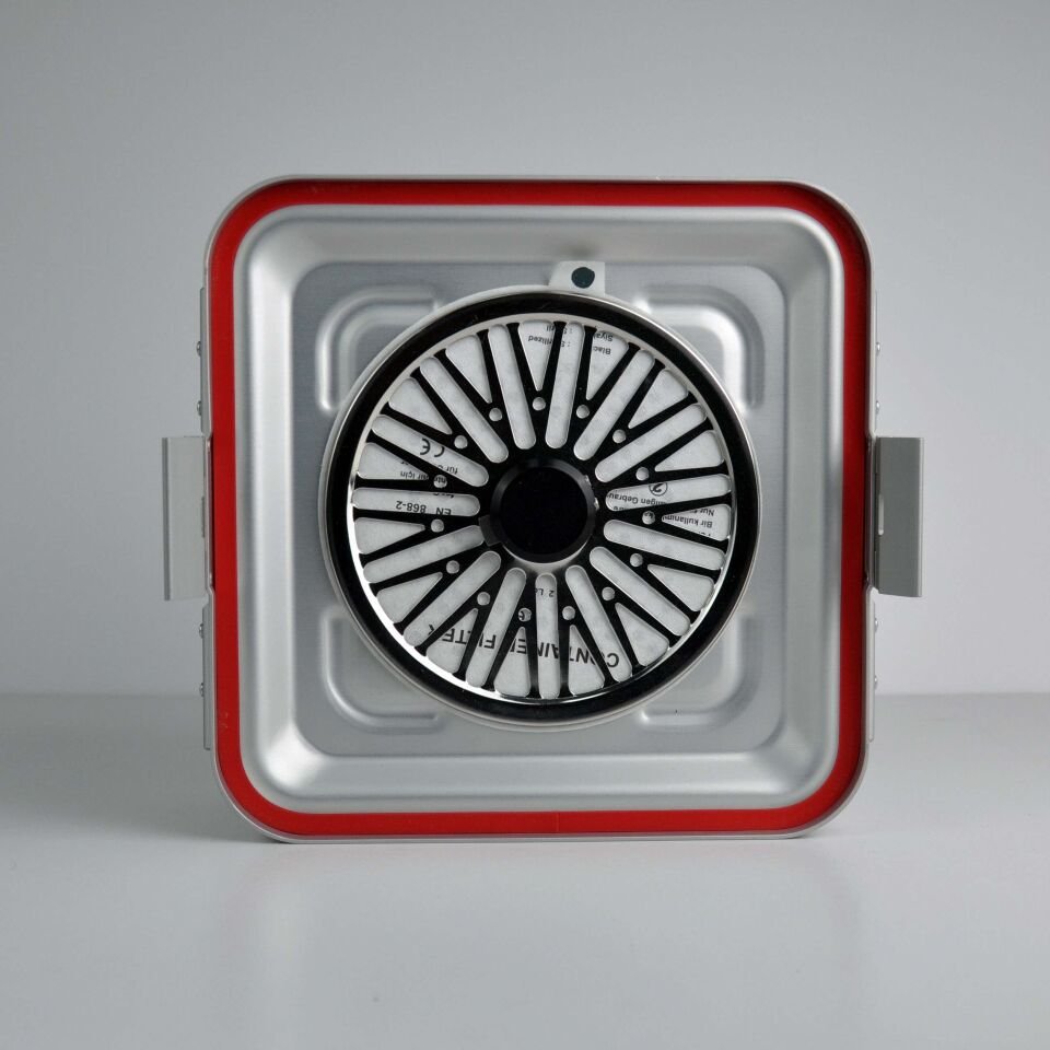 Yarım Boy Sterilizasyon Konteyner 285X280X150 - Gri