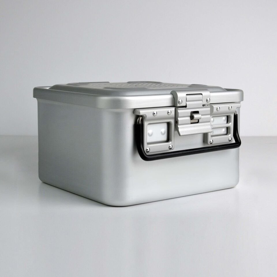 Yarım Boy Sterilizasyon Konteyner 285X280X200 - Gri