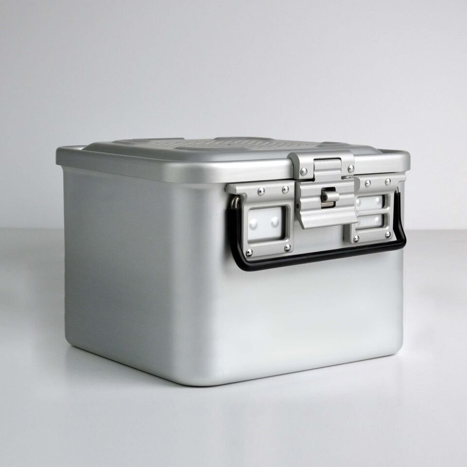 Yarım Boy Sterilizasyon Konteyner 285X280X260 - Gri