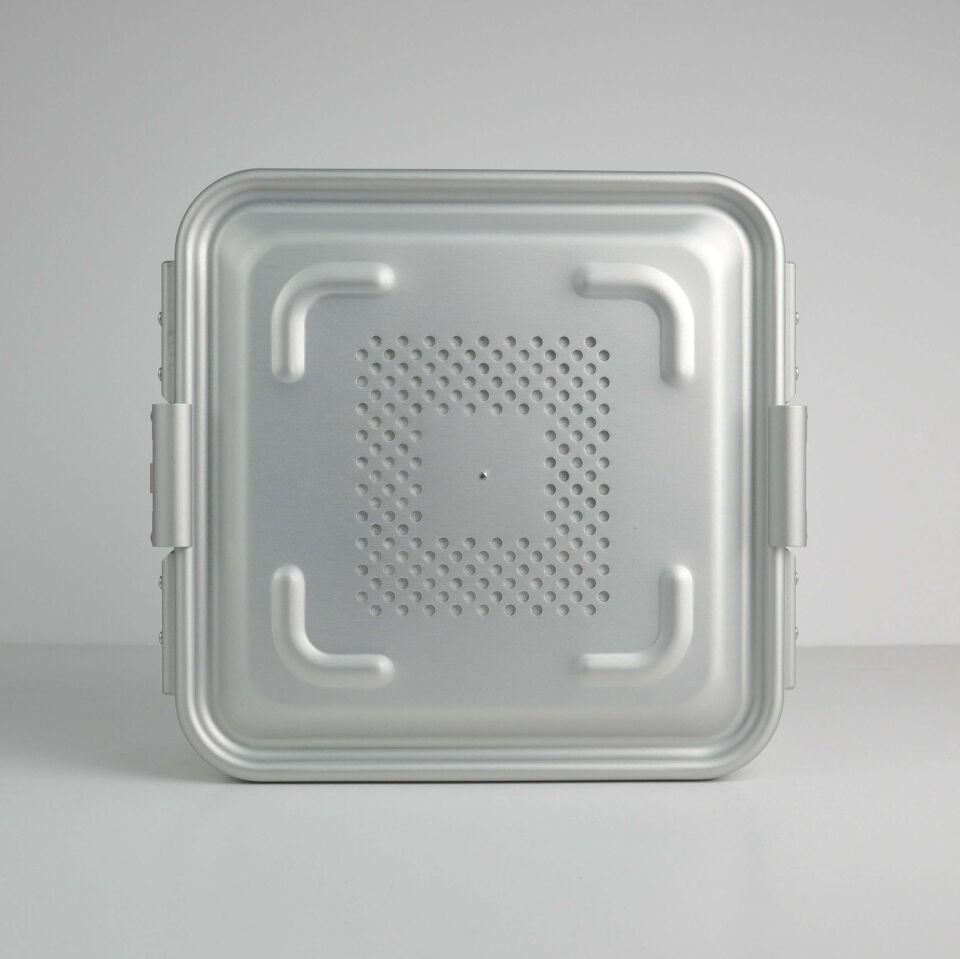 Yarım Boy Sterilizasyon Konteyner 285X280X260 - Gri
