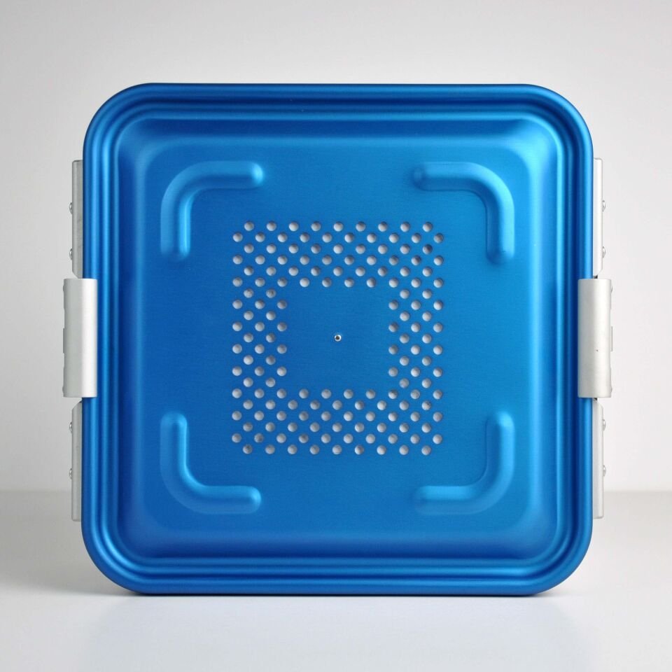 Yarım Boy Sterilizasyon Konteyner 285X280X200 - Mavi