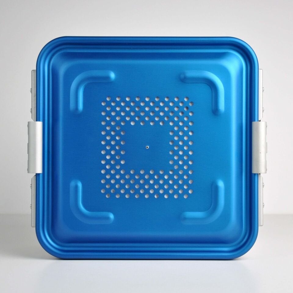 Yarım Boy Sterilizasyon Konteyner 285X280X260 - Mavi