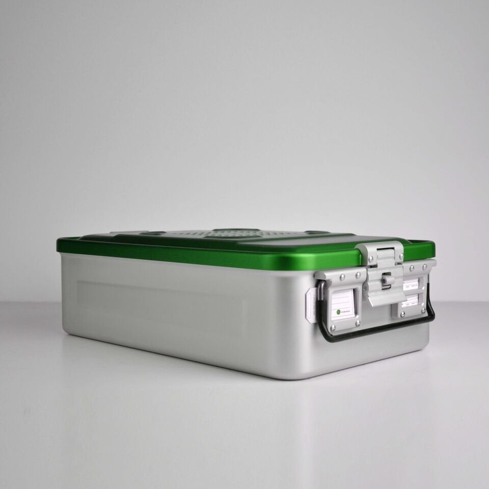 Orta Boy Sterilizasyon Konteyner Yeşil - 465X280X135 