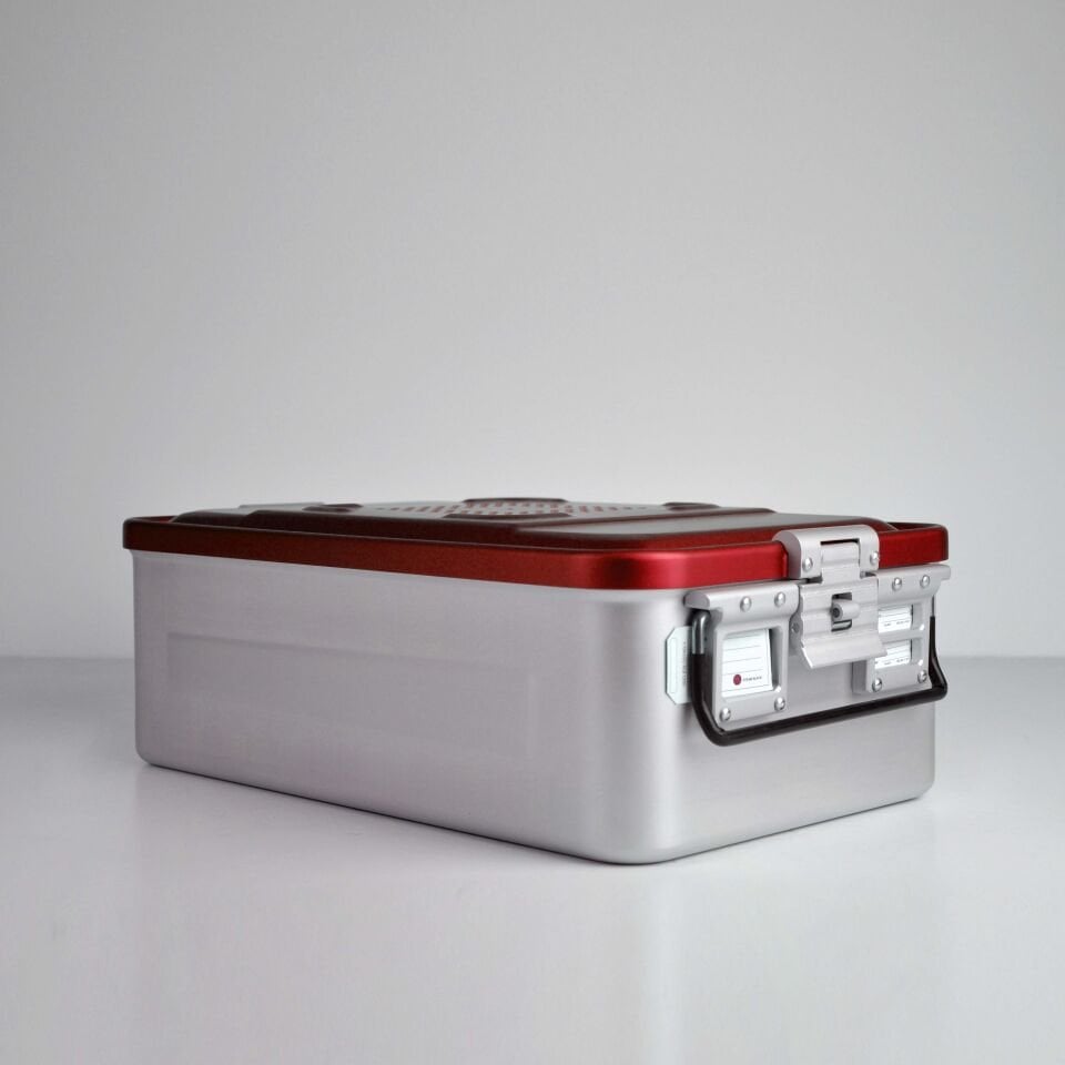 Orta Boy Sterilizasyon Konteyner Kırmızı - 465X280X150