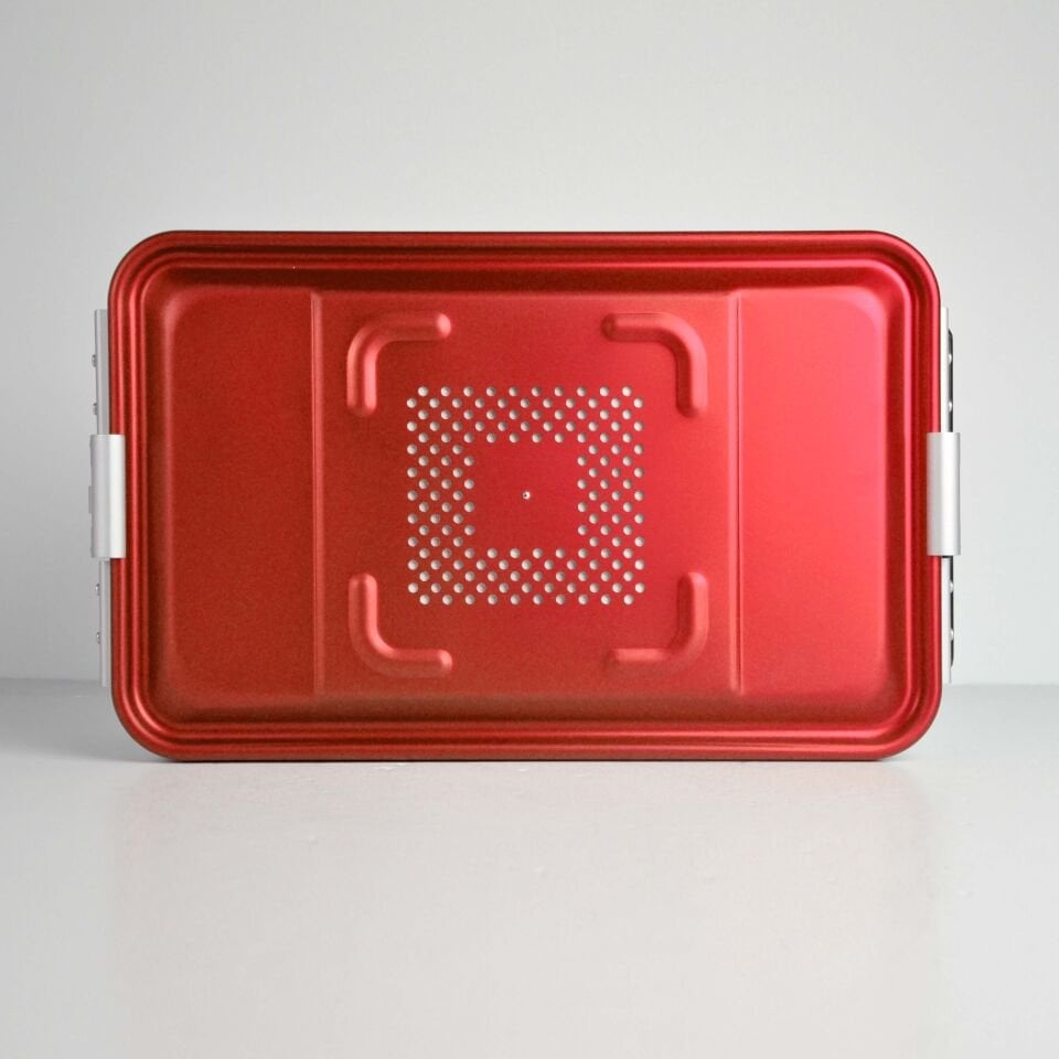 Orta Boy Sterilizasyon Konteyner Kırmızı - 465X280X150