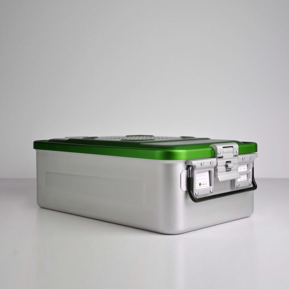 Orta Boy Sterilizasyon Konteyner Yeşil - 465X280X150