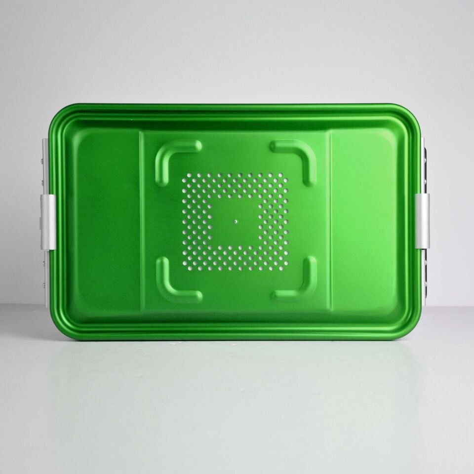 Orta Boy Sterilizasyon Konteyner Yeşil - 465X280X150